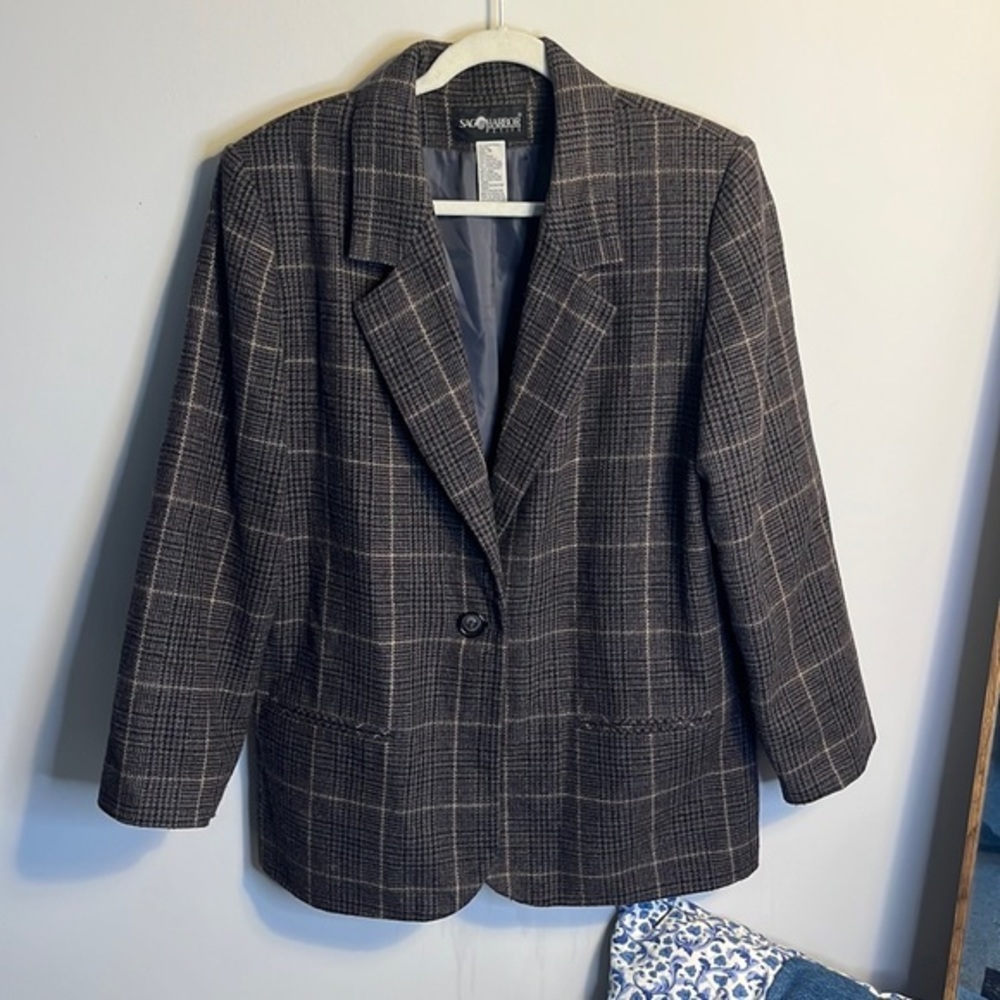 Sag Harbor Purple Plaid‎ Blazer | Size 16